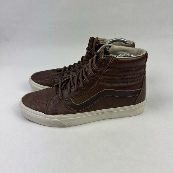 VANS SK8-HI REISSUE Leather Chocolate Porcini Brown Mens 9 Womens‎ 10.5 - Picture 3 of 6